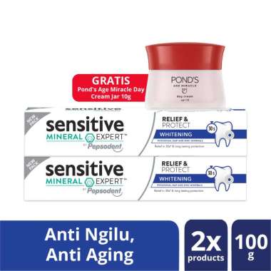 Buy 2 PEPSODENT Sensitive Mineral Expert Whitening Pasta Gigi [100 g] Free Pond's Age Miracle Day Cream [10 g]