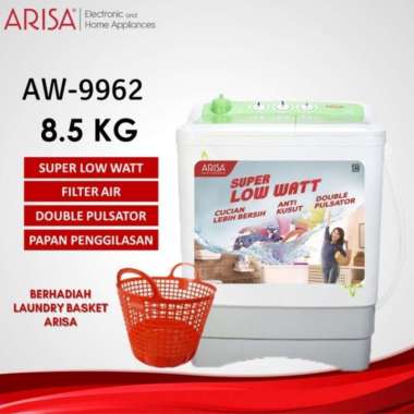 Mesin Cuci Twin Tub Arisa 8.5kg AW-9962 | 2 tabung AW9962 AWM 8.5 kg