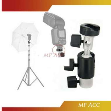 Paket Payung Reflektor Flash Kamera Tripod Hot Shoe Adapter Stand Hitam