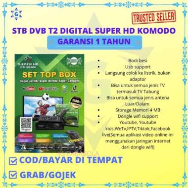 RECEIVER SET TOP BOX DVB T2 SUPER HD HIJAU KOMODO DIGITAL BODI BESI STB+DONGLE WIFI