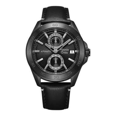 Jam Tangan Pria Alexandre Christie Automatic AC 3045 MA LIPBA Man Black Dial Black Leather Strap Hit