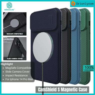 Case Iphone 14 Pro Max NILLKIN CamShield S Magnetic MagSafe Casing Deep Purple