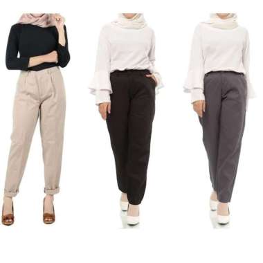 Celana Kerja Wanita Baggy, Celana Chinos XL Cream