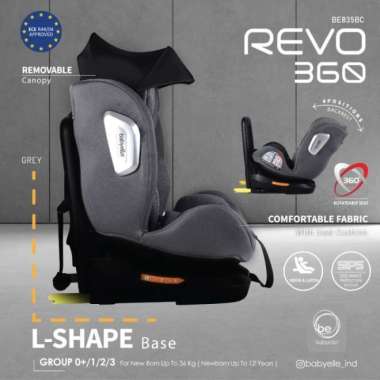 Babyelle Revo 360 BE-835BC Carseat Rotatable seat tempat duduk bayi di mobil GREY