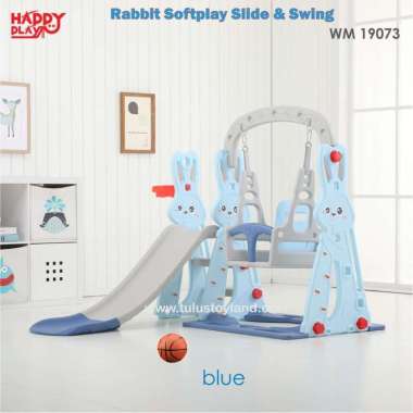 Happy Play Rabbit Softplay Slide Swing Basket WM 19073 Perosotan BLUE