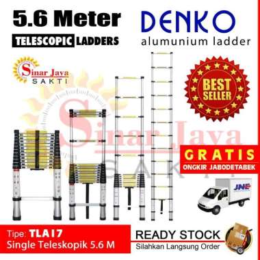 Tangga Teleskopik Lipat 5.6 Meter Tangga Alumunium Denko TLA17 5,6 M