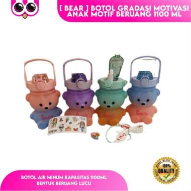 [ GRADASI BEAR ] BOTOL GRADASI MOTIVASI ANAK MOTIF BERUANG 1100 ML / BOTOL MINUM LUCU