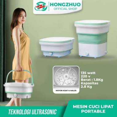 MESIN CUCI PORTABLE MESIN CUCI LIPAT MINI FOLDING WASHING MACHINE Denganpengering Hijau