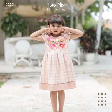Two Mix - Dress Anak Perempuan Lebaran - Baju Anak Lebaran Fashion 1-12 Tahun 4322 1 Coklat