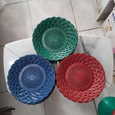 Piring Rotan Anyam Anyaman Plastik Warna Murah Berkualitas