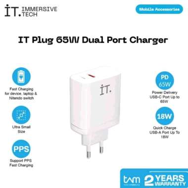 IT Plug 65W Dual Port Charger 65 Watt 65 W Garansi TAM
