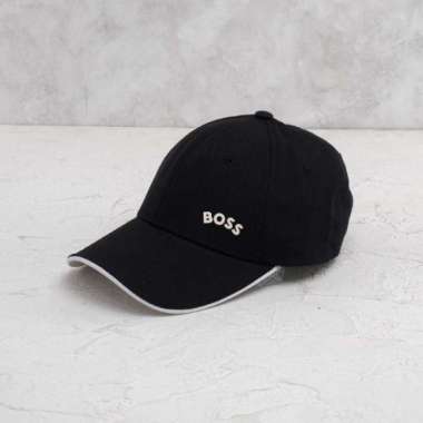Topi HUGO BOSS BIG TEXT WAVE SIDE WHITE BLACK CAP 1005 ORIGINAL