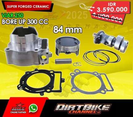 Paket BRT Blok Ceramic & Master Cam Noken As VIAR 250 Bore Up 300 CC