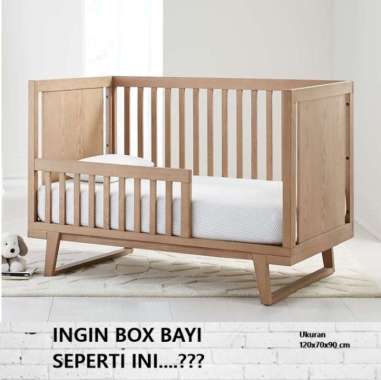 Set Tempat Tidur Bayi Kayu Jati Desain Terbaru Box Tidur Bayi Kayu - Kayu Mahoni Paket Lengkap