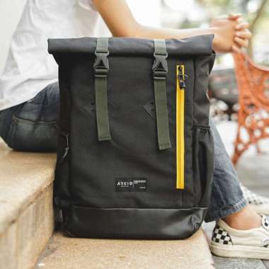 LOGAN ARMY |MNM x ARCIO| Backpack Tas Ransel Pria FREE RAINCOVER - ORI Black