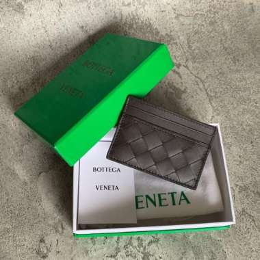 Bottega veneta intrecciato cardholder in dk brown 4cc+slot