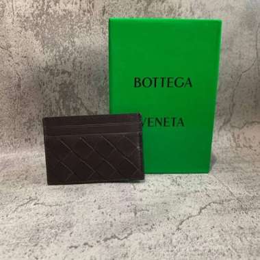 Bottega veneta intrecciato cardholder in dark brown