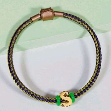 Gelang Tali Inisial Huruf S Balok Elegant Emas Asli