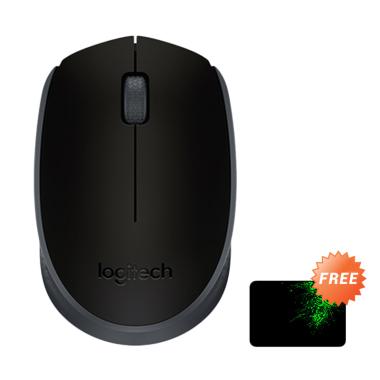 Logitech M170 Wireless Mouse - Black + Free Gaming Mouse Pad