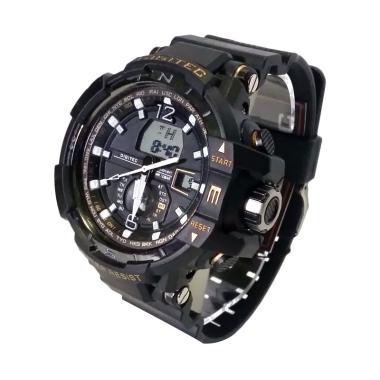 Digitec DG2065T Dualtime Jam Tangan Pria - Hitam List Emas