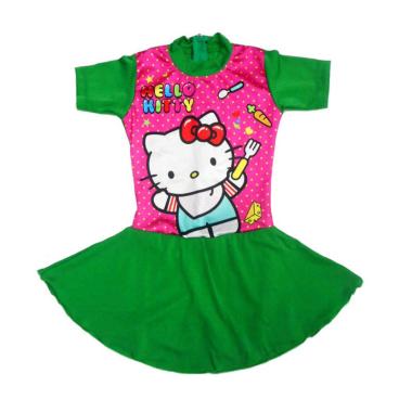 Nice Motif Hello Kitty Polka Baju Renang Rok Anak - Hijau