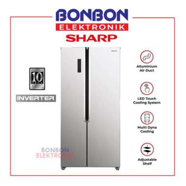 Sharp Kulkas SIde By Side 2 Pintu SJ-IS50M-SL / SJIS 50 MSL
