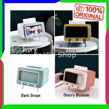 TV Box Mini Kotak Tissue Box Tisu Holder Hp Tempat HP Unik IVORY