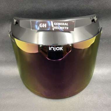 KACA HELM RETRO DATAR FLAT RAINBOW BOGO INJAK COATING