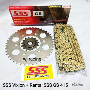 Gear Set SSS Vixion - New Vixion NVL NVA & Rantai SSS 415 HSB GOLD Gold Chrome