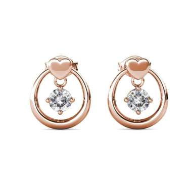 Love Drop Earrings - Anting Crystal by Her Jewellery - Rose Gold