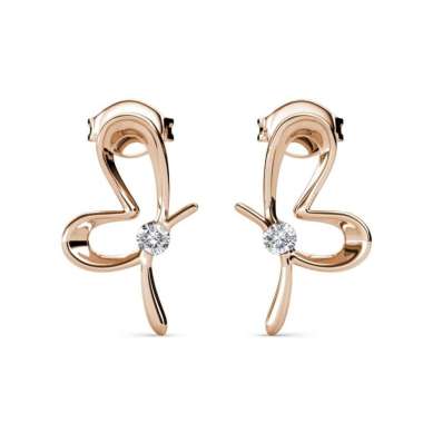 Posie Butterfly Earring - Anting Crystal By Her Jewellery - Rose Gold