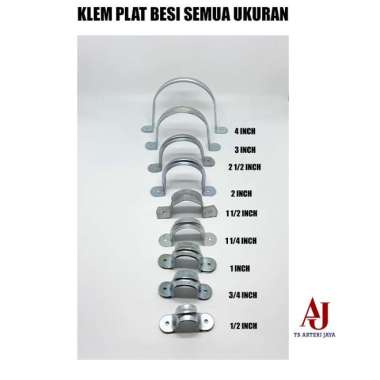 Klem Plat Besi 1/2" inch Tebal/Pipe Clamp/Klem Omega Galvanis/Pipa