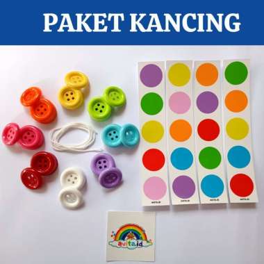TERMURAH Kancing jumbo | Mainan meronce kancing besar | Kancing warna-warni jumbo 3,5cm | Mainan edu