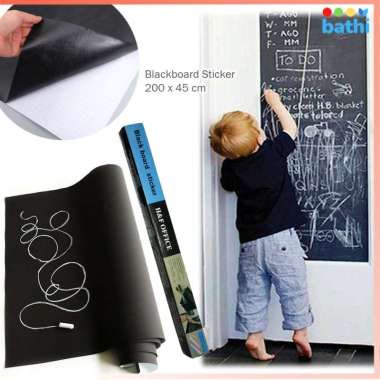 H&F Office Sticker Papan Tulis Kapur Blackboard Graffiti Wall Sticker 200 x 45 cm BH513 Hitam