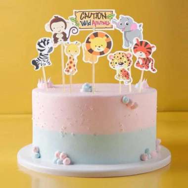 PARTY ANIMALS CAKE TOPPER - TOPER KUE DEKORASI KUE ULTAH BINATANG IMUT