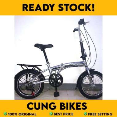 Sepeda Lipat 16 Evergreen operan gigi Abu-abu