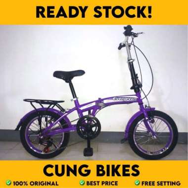 Sepeda Lipat 16 Evergreen operan gigi Ungu
