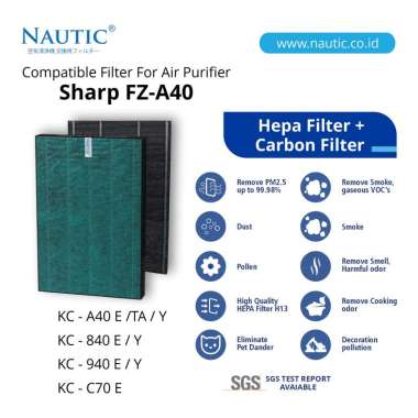 Nautic Original HEPA FILTER for sharp KC A40E Y TA 840E 940E C70E / FZ A40HFE HEPA SAJA