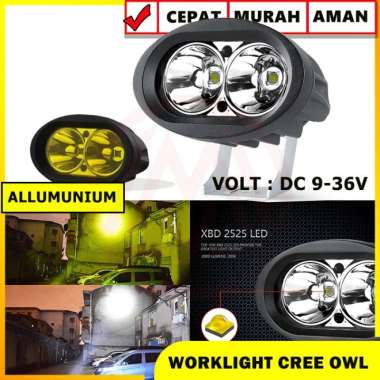 LAMPU TEMBAK SOROT LED CREE OWL 2 MATA TERANG FOKUS 12 - 24 V LED CREE Kuning warna