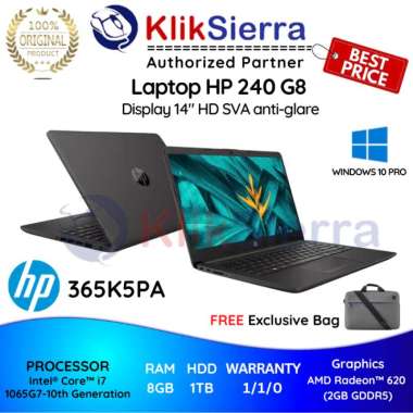 Laptop HP 240 G8 - 365K5PA 14" HD Core i7 1065G7 8GB 1TB RX620-2GB Win10Pro Notebook HP240G8 Garansi