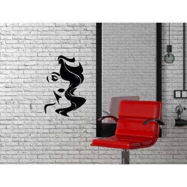 Wall Stiker Siluet Wajah Wanita Hiasan Dinding Salon Pajangan Dekorasi