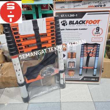 TANGGA ALUMINIUM LIPAT TELESKOPIK TELESCOPIC 2,6 2.6 M METER BLACKFOOT
