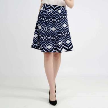 FAME - Rok Flare Wanita Pendek Abstract Print Navy - 9340051 S