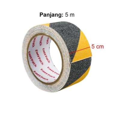 Lakban Stiker Lantai Tangga Kamar Mandi Anti Slip Safety Grip Strong Black Yellow