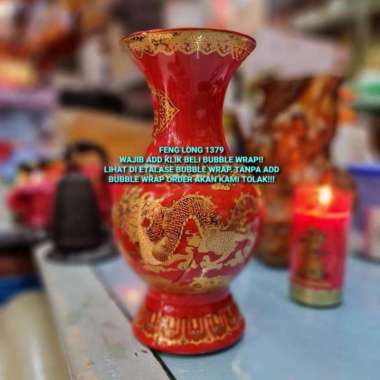 Vas Bunga Dekorasi Altar Puja Keramik Import Uk.10 Inchi Naga