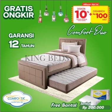 Comforta Spring Bed Comfort Duo sorong 2in1 Full Set 120 / 100 / 90 tanpa sandaran 100 x 200