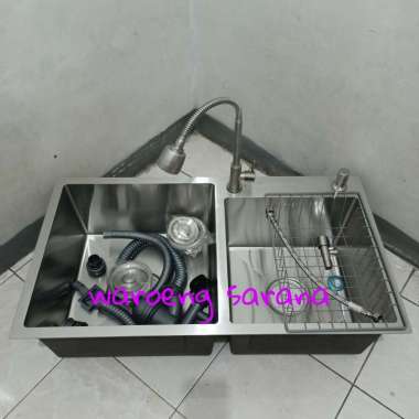 Paket Bak Cuci Piring 2 lubang 8245 / kitchen sink 2 lubang stainless