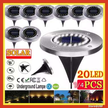 Lampu Tanam Taman Solar Tenaga surya Matahari Solar Cell Panel 20 LED 8LED Waterproof Outdoor Deckli