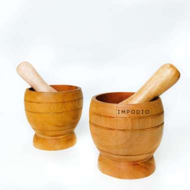 IMPODIO Set Lumpang/Lumbung kayu asli - Tumbukan bumbu props