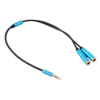 Kabel Audio Splitter 3 Ring Panjang splitter hp audio Mic - 64975 Biru